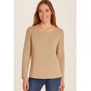 J MCLAUGHLIN CASHMERE SWEATER WIDE RIBBED TAN